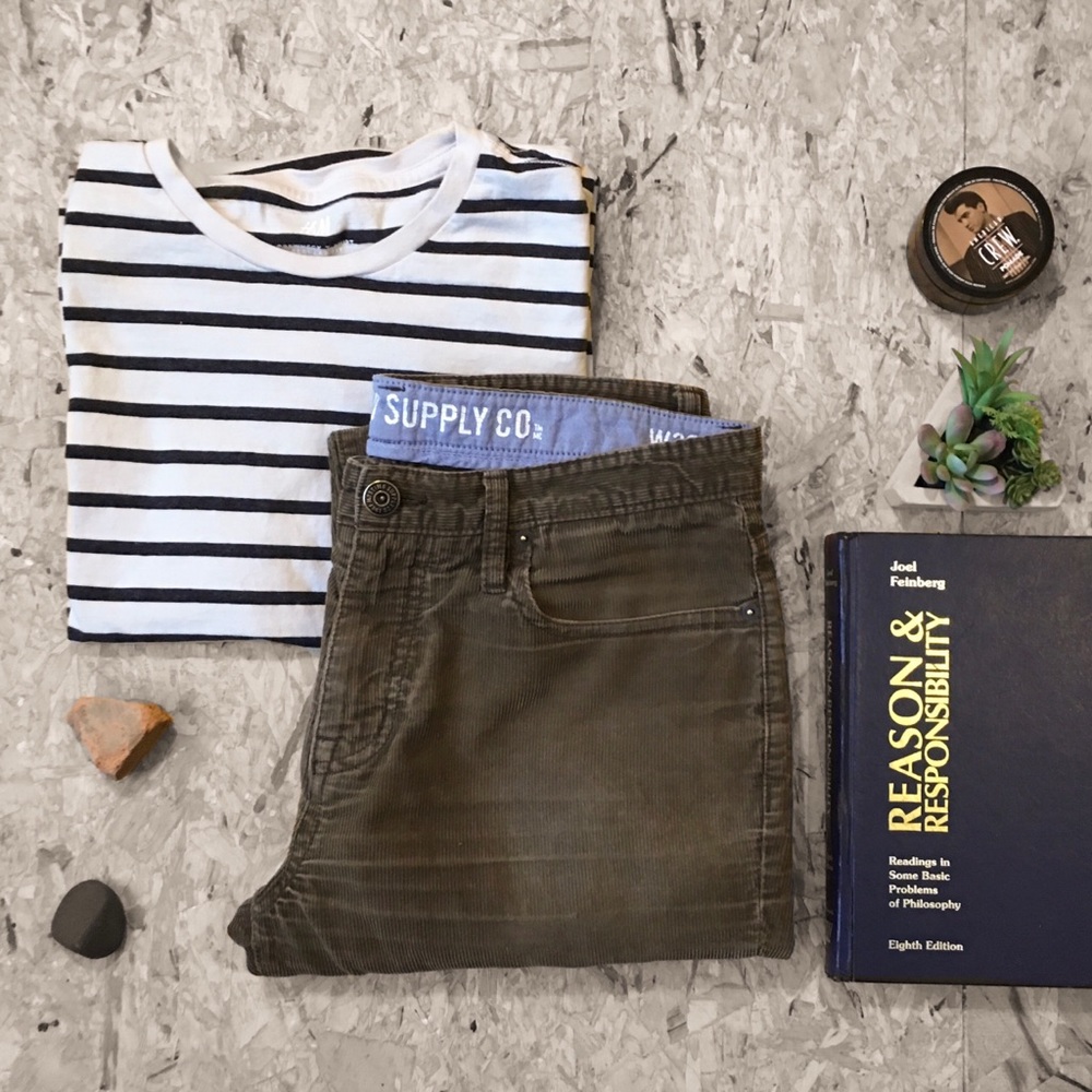 Worn corduroy pants
